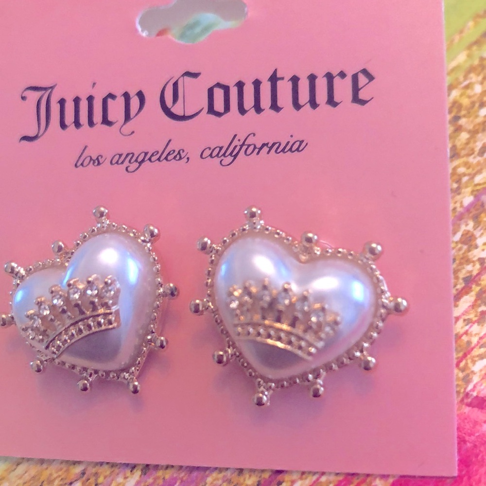 Juicy Couture Gold and Pearl Crystal Pierced Earrings
